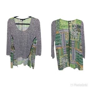 Poeme Citron Top Womens Medium Asymmetrical Hem Tunic Shirt Santa Monica Art